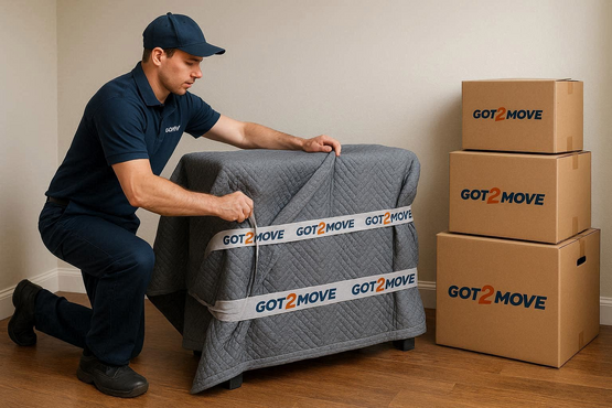 worker packing items during a move in Mountain View